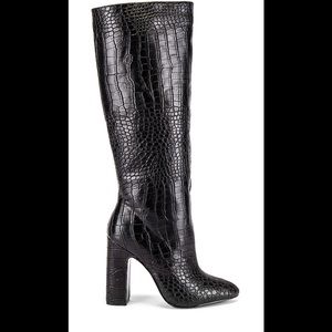 LPA black crocodile over the knee boots